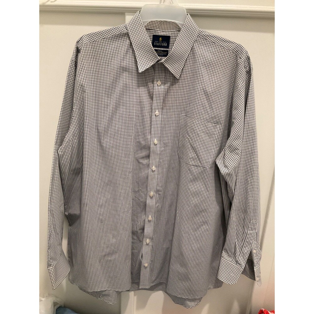 STAFFORD TRAVEL PERFORMANCE SUPER SHIRT BUTTON UP DRESS SHIRT BIG 18 1/2  36-37